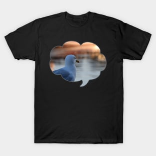 Sunset sunny harbour Seagull in deep thought T-Shirt